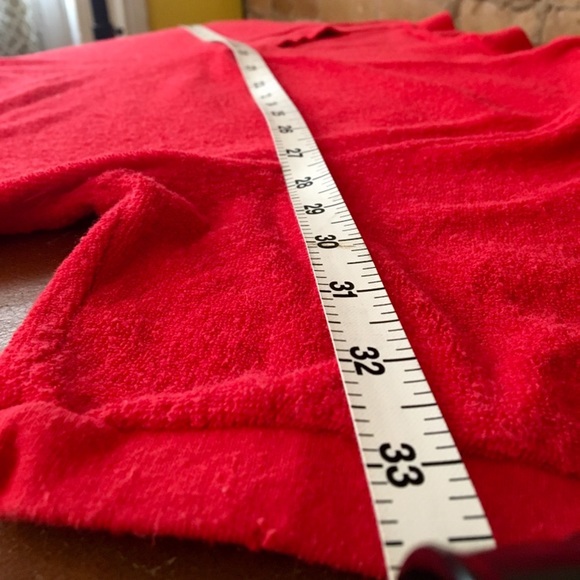 Vintage Red Terrycloth V-Neck Unisex Crew Shirt - Picture 4 of 9